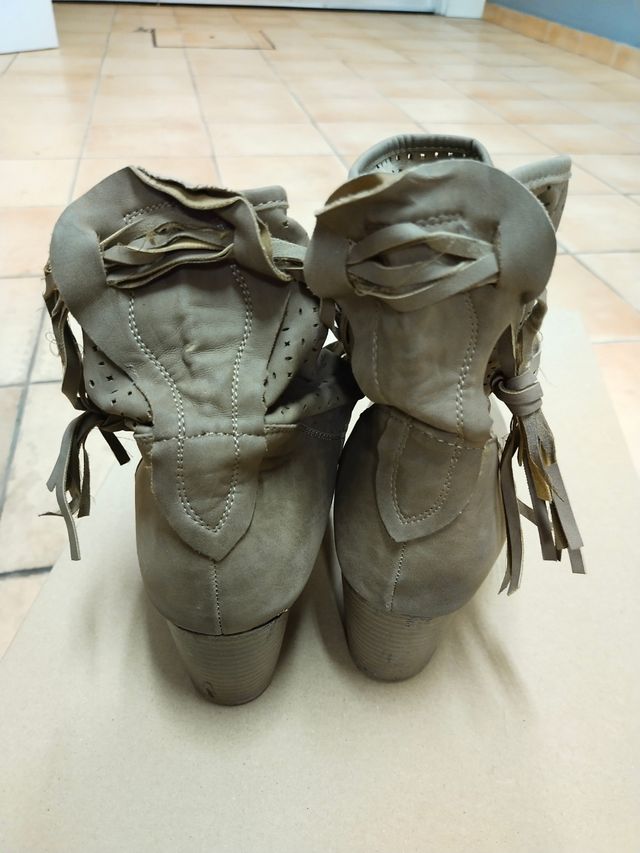 Botines tacón medio señora ante beige tierra t. 40