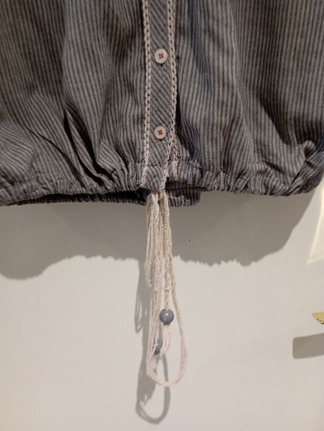 camisa algodon natural rayas gris