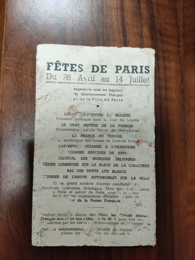 Parigi. Vecchio piano della metropolitana. 1936