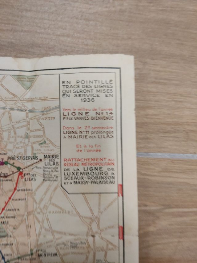 Parigi. Vecchio piano della metropolitana. 1936