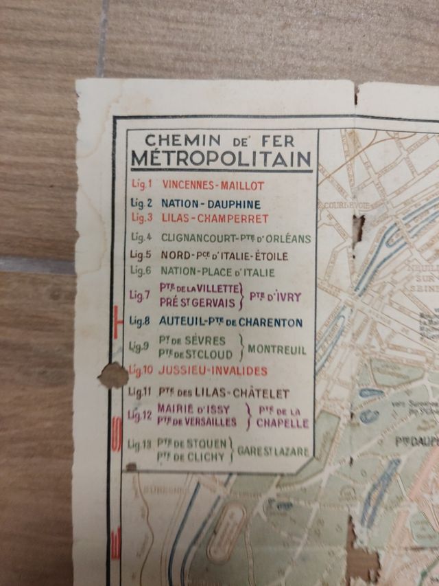 Parigi. Vecchio piano della metropolitana. 1936