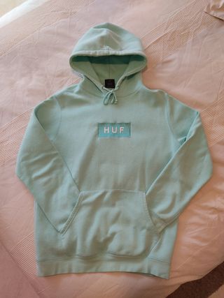 SUDADERA HUF BAR LOGO AZUL TURQUESA