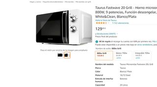Taurus Fastwave 20 Grill - Horno microondas, 20L, de segunda mano por 59  EUR en Zona El Cabezo en WALLAPOP