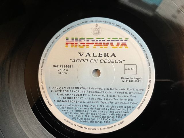 Valera  – Ardo En Deseos ALBUM VINILO NUEVO