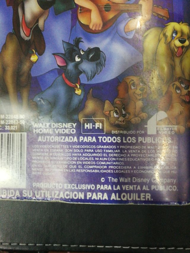 Película vhs LA DAMA Y EL VAGABUNDO