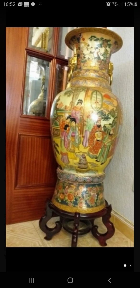 Jarrón chino pintado amano