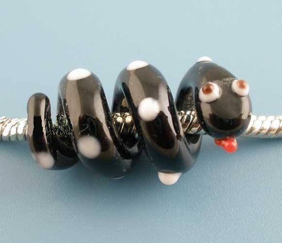 Serpiente negra amuleto colgante pulsera pandora