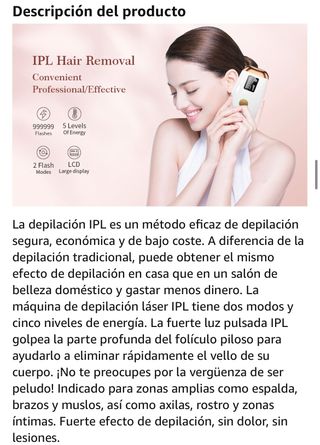 Depiladora Luz Pulsada IPL - Nueva a estrenar