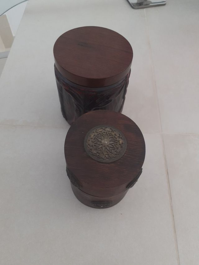 juego de joyero madera,cerámica. plato madera