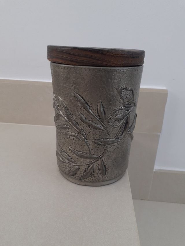 juego de joyero madera,cerámica. plato madera