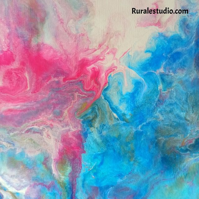 Cuadro abstracto original, rosa y azul