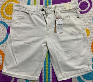 Bermudas rasgadas blancas y negras para hombre, pantalones vaqueros cortos  de marca, ropa de calle, pantalones cortos de tela vaquera rectos  informales|Pantalones cortos| - AliExpress