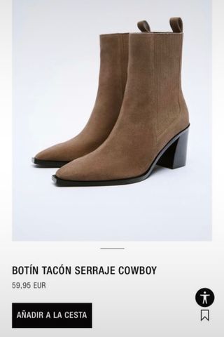 Botín tacón serraje cowboy ZARA de segunda mano por 45 EUR en Madrid en  WALLAPOP