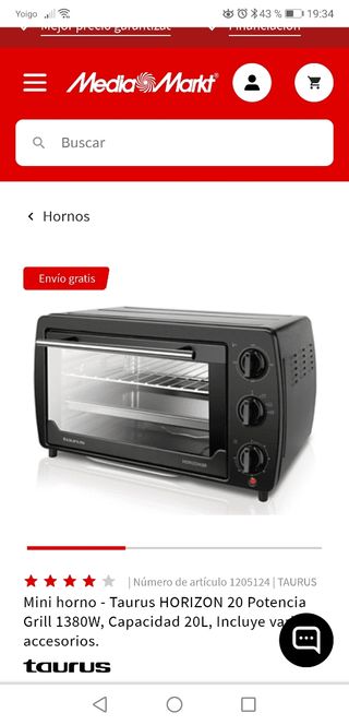 Mini horno eléctrico TAURUS de segunda mano por 35 EUR en Argentona en  WALLAPOP
