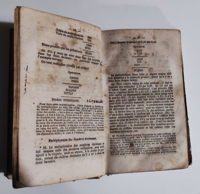Libro antiguo de 1854: Aritmética (en francés)