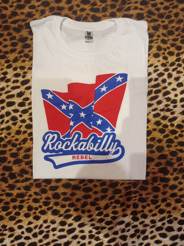 Rockabilly Rebel Biker Camiseta Confederate Sureña
