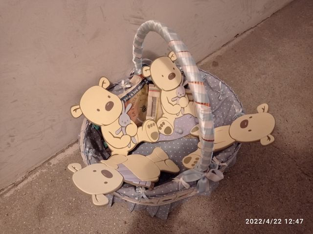 CESTA, PORTA PAÑALES Y PORTA OBETOS BEBÉ