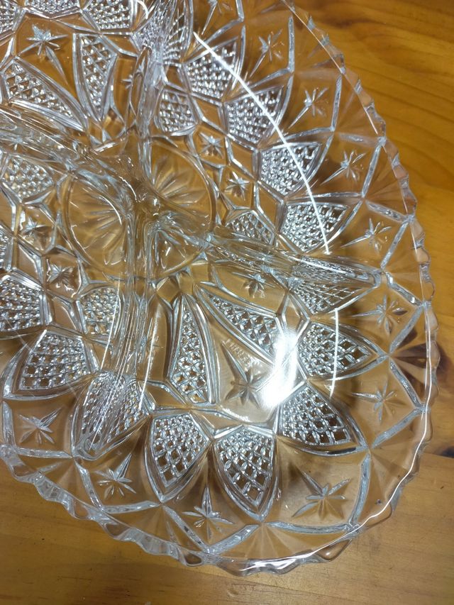 preciosa bandeja cristal tallado vintage