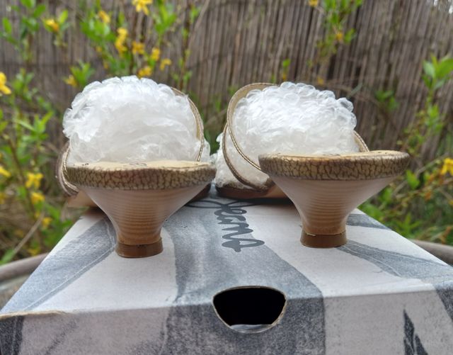 Mules Piel Lolablue Oro oscuro y Strass T 37