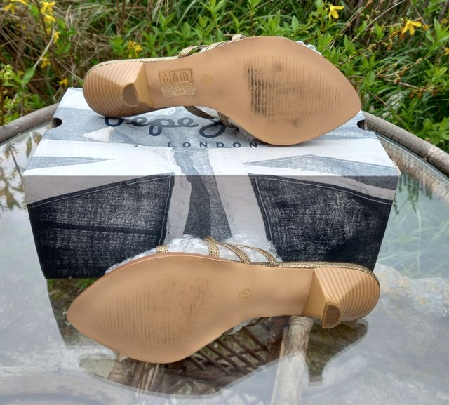 Mules Piel Lolablue Oro oscuro y Strass T 37