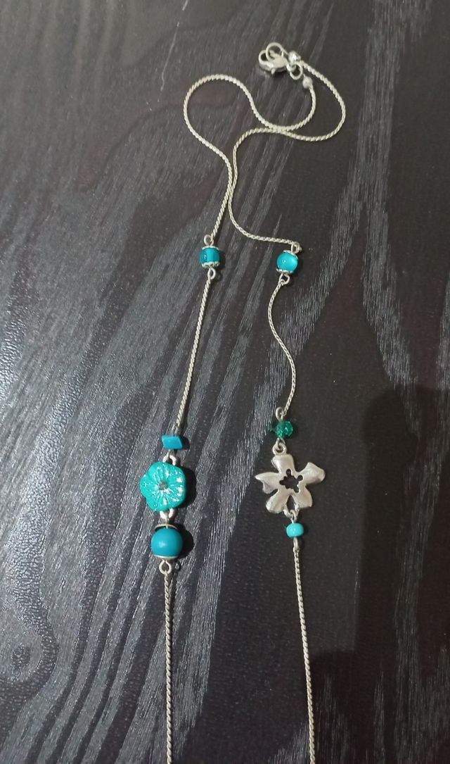 Collar en plateado y turquesa