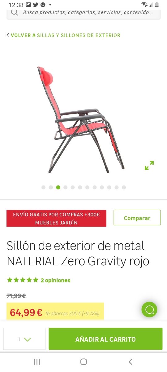 sillón silla relajante exterior hamaca nueva