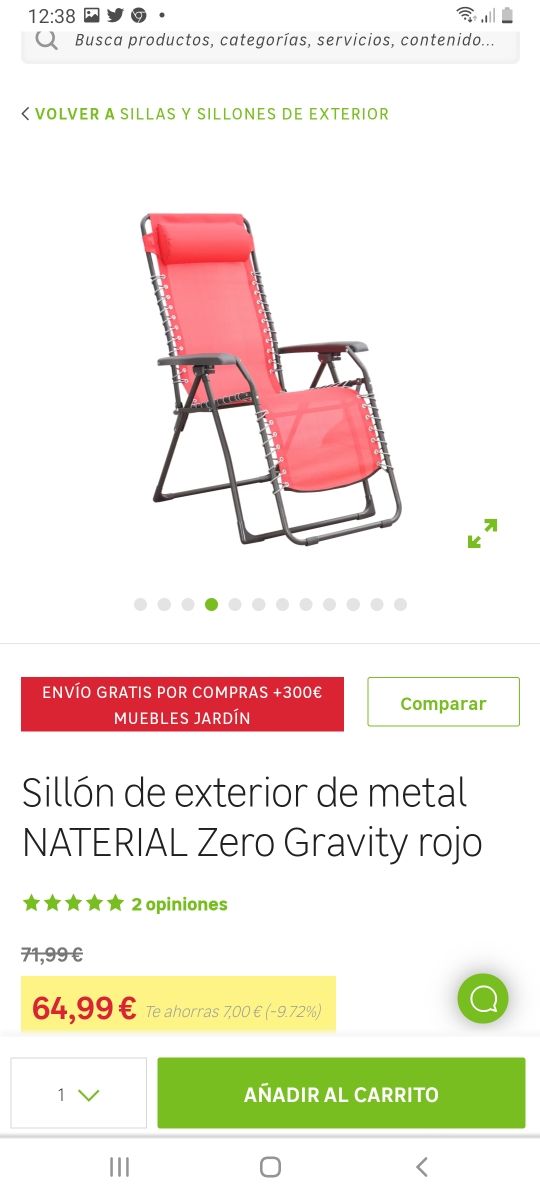sillón silla relajante exterior hamaca nueva