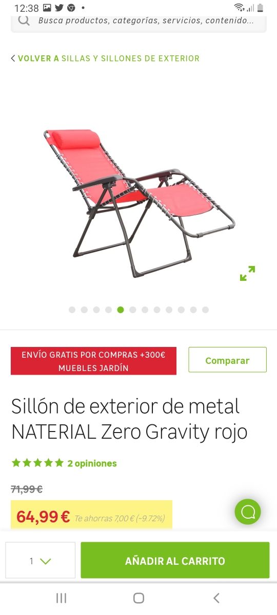 sillón silla relajante exterior hamaca nueva