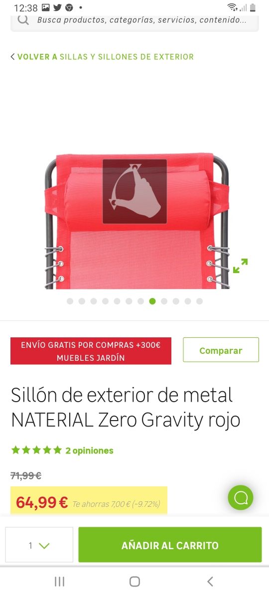 sillón silla relajante exterior hamaca nueva