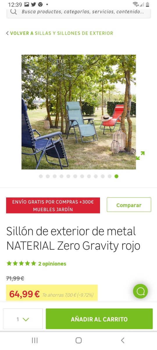 sillón silla relajante exterior hamaca nueva