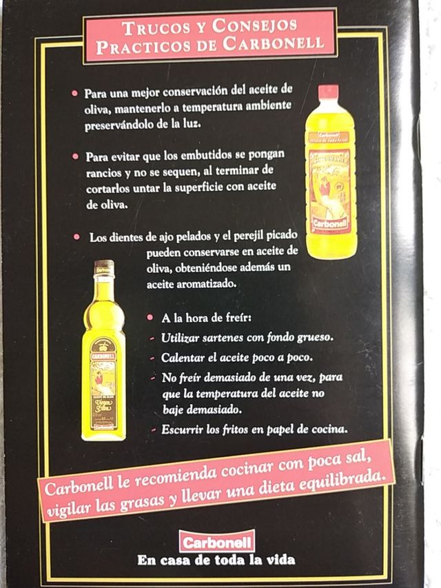 REPRODUCCIÓN 1° RECETARIO COCINA ACEITE CARBONELL