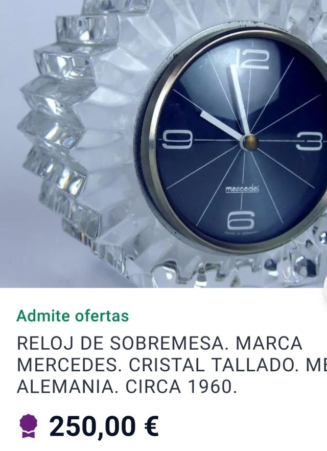 Reloj antiguo cristal año 1960