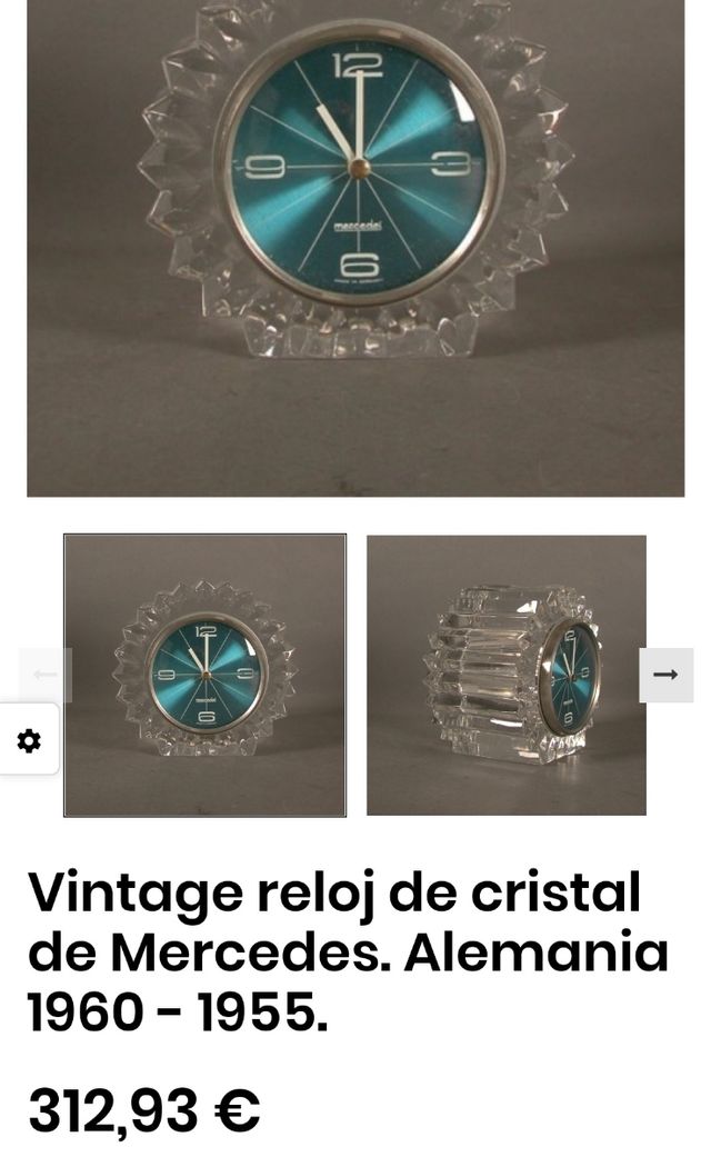 Reloj antiguo cristal año 1960