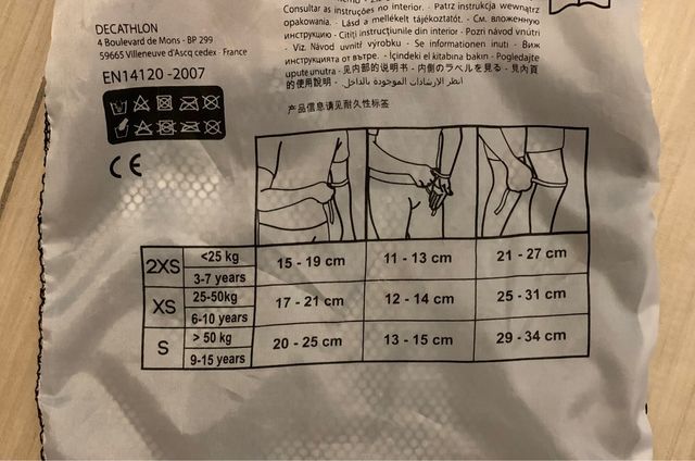 Protecciones patinaje talla 2XS