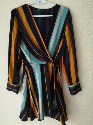 VESTIDO CAMISERO RAYAS - Azul / Blanco | ZARA España
