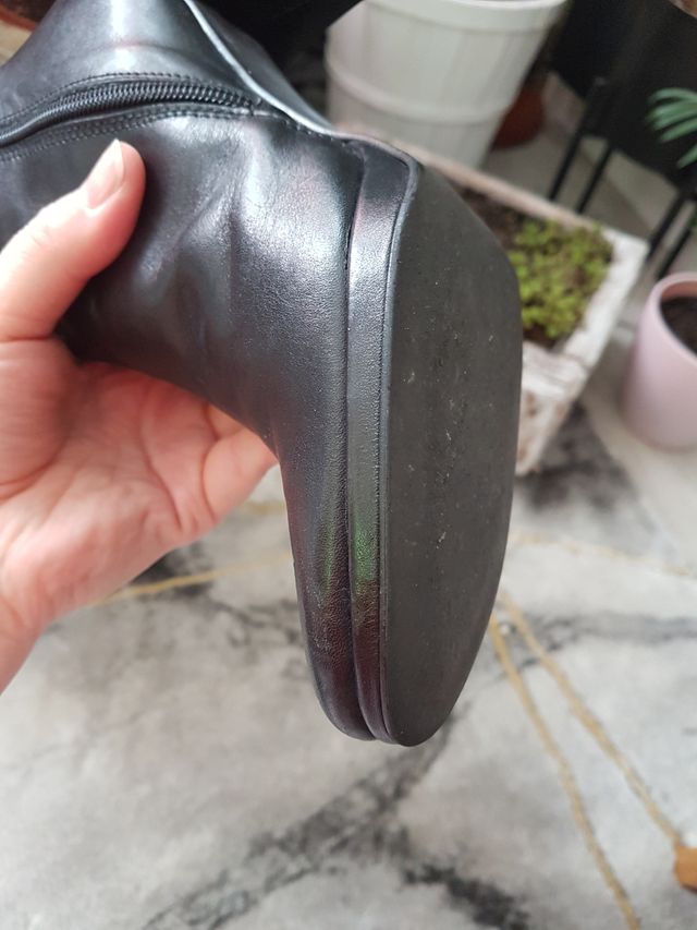 "Elio Pitti"Botas 38 tacón negras cuero, caño alto