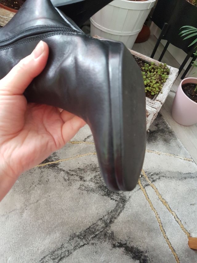 "Elio Pitti"Botas 38 tacón negras cuero, caño alto