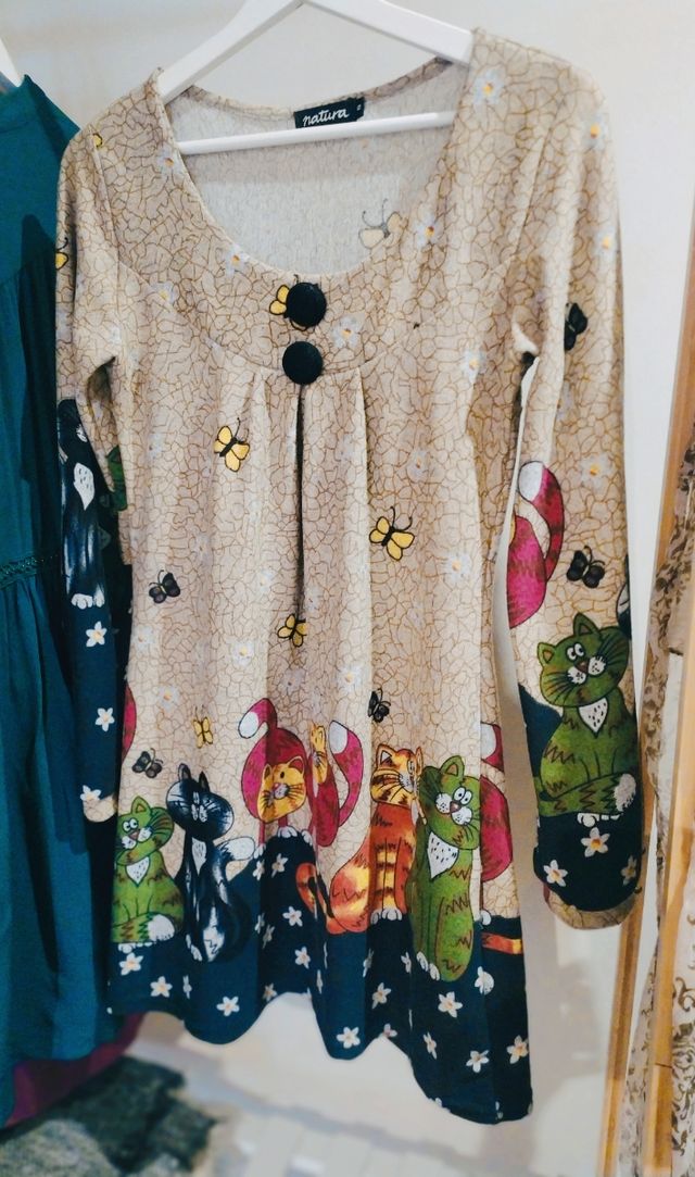 Vestido punto gatos T. S