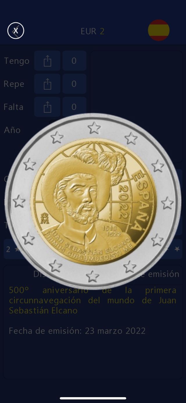 2 euros conmemorativa España 2022 Elcano