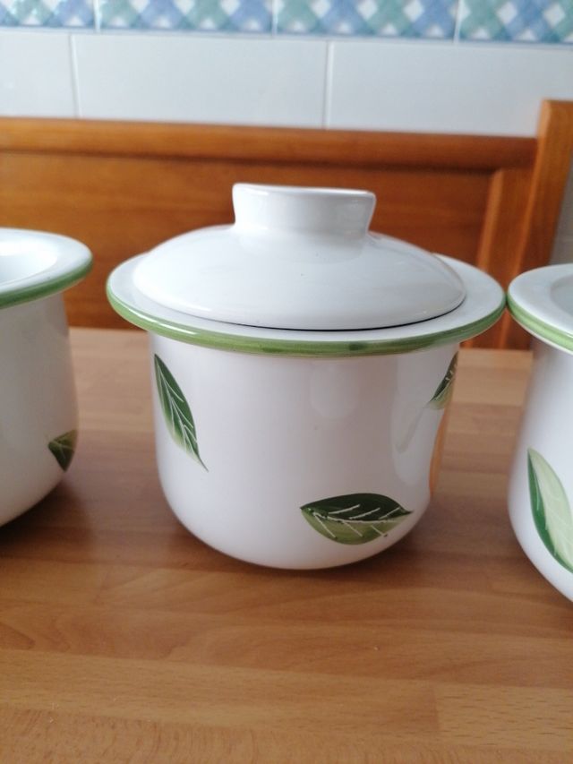 3 tarros de cerámica de cocina preciosos. Sin usar