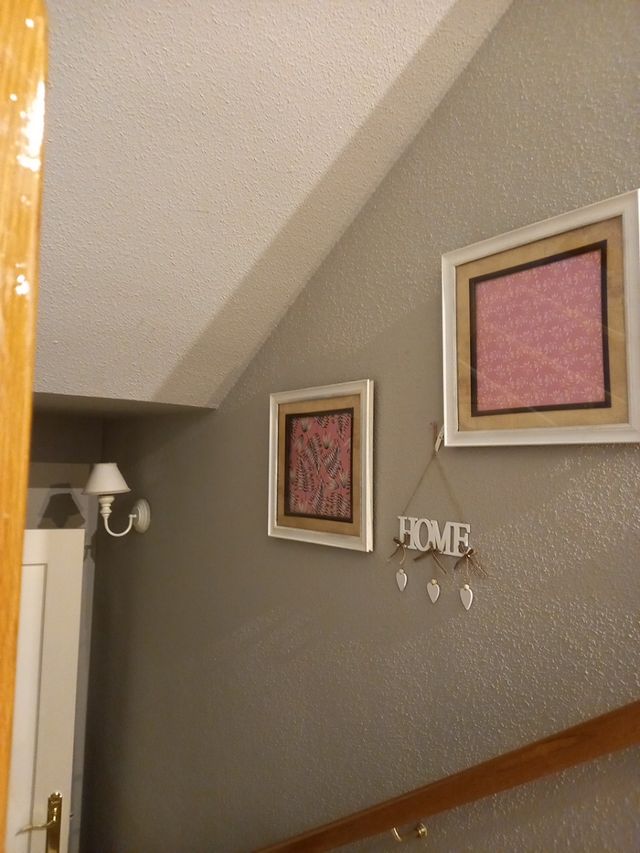 Cuadro metal,azul,rosa y blanco, estrella dorada.