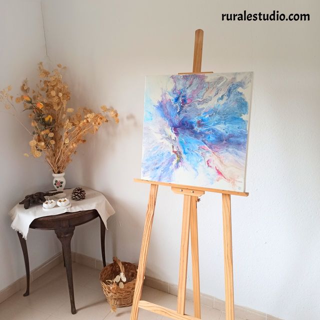 Cuadro abstracto morado y azul 50 x 50 cm