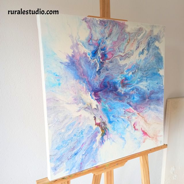 Cuadro abstracto morado y azul 50 x 50 cm