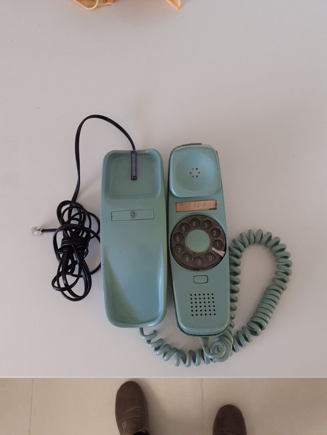 telefono vintage sobremesa 1970  color azul