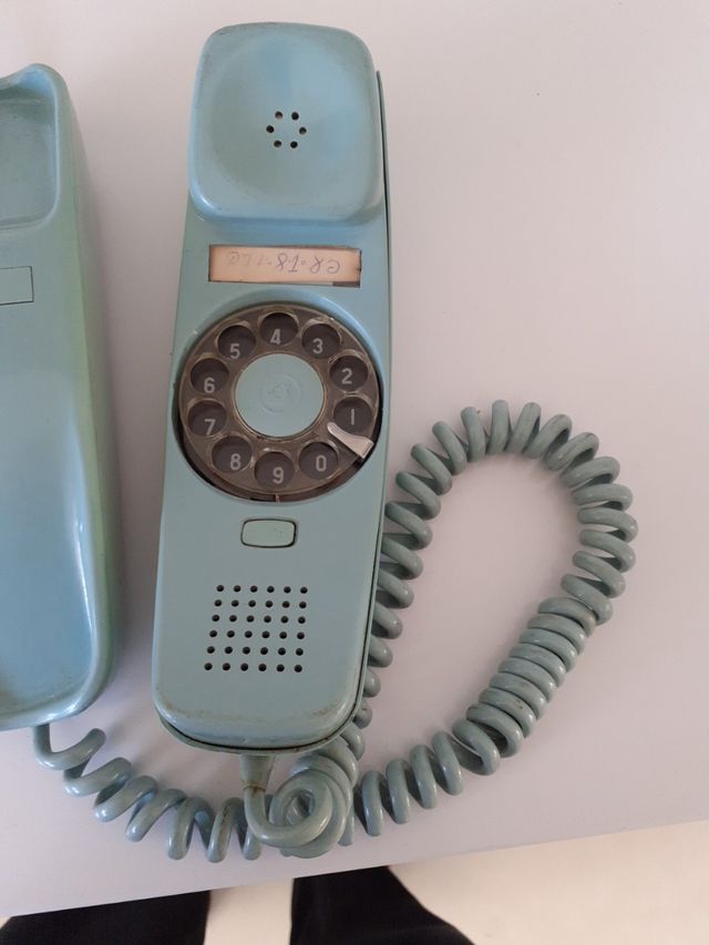 telefono vintage sobremesa 1970  color azul
