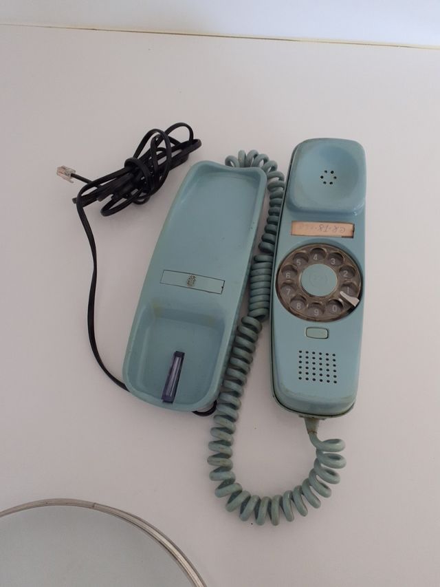telefono vintage sobremesa 1970  color azul