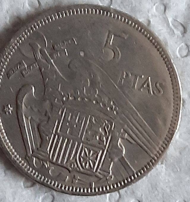 moneda unica por doble cuño, 5 ptas del 1957