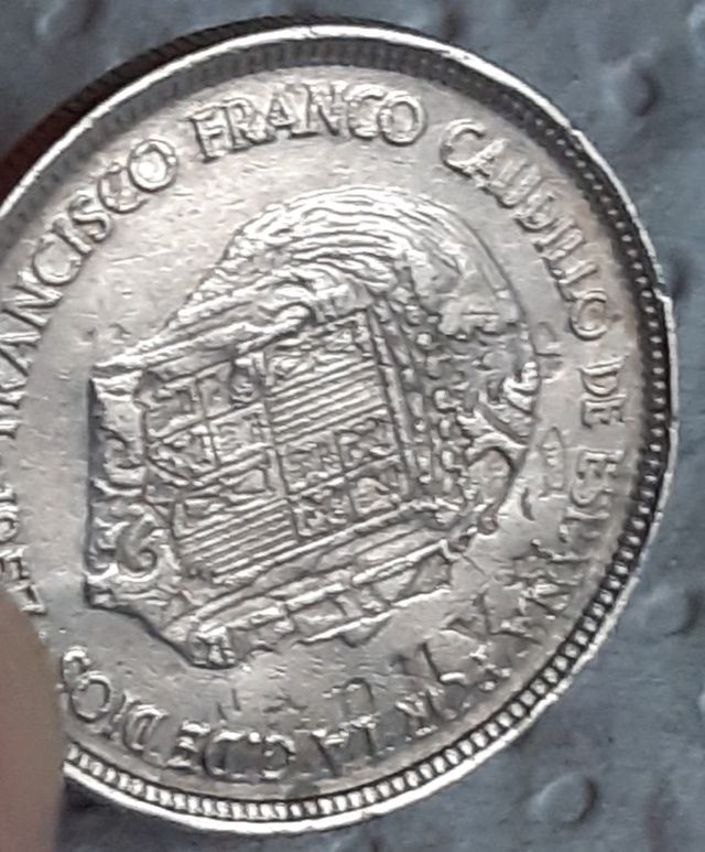 moneda unica por doble cuño, 5 ptas del 1957