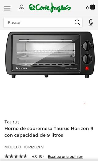 Horno de sobremesa TAURUS Horizon 9 Litros de segunda mano por 38 EUR en  Madrid en WALLAPOP