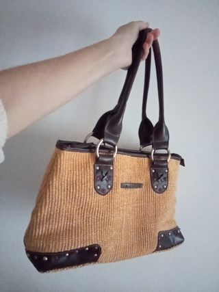 Bolso de hombro Rafia Redondo Negro